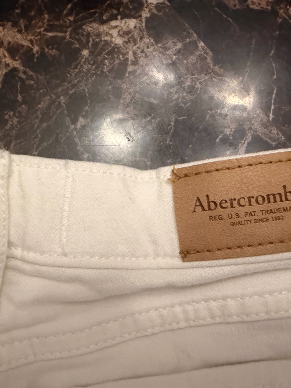 Abercrombie & Fitch White Denim Frayed Hem Shorts - Picture 2 of 4
